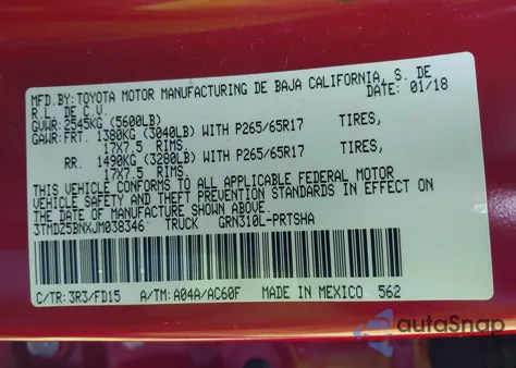 2018 Toyota Tacoma Double Cab z USA, uszkodzony, nr VIN 3TMDZ5BNXJM038346